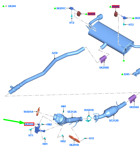 new ford kuga mk3 exhaust pipe mounting bracket 2472749 jx61-5k291-ab original