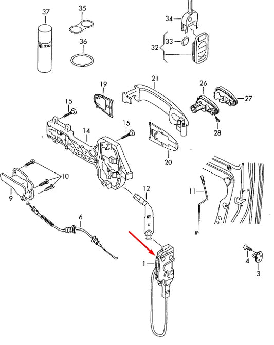 NEW VOLKSWAGEN CRAFTER 2F FRONT RIGHT DOOR LOCK RHD 2E2837016B