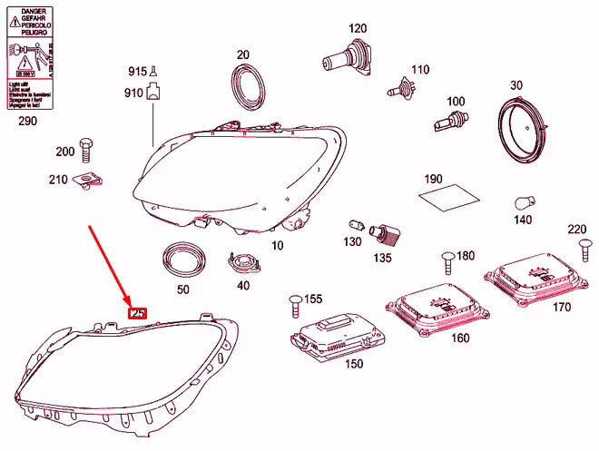 NEW MERCEDES-BENZ CL C216 LEFT HEADLIGHT SEALING FRAME A2168260058 ORIGINAL