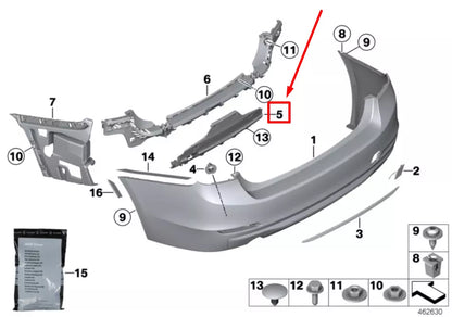 NEW BMW 3 F30 REAR BUMPER CENTER GUIDE BRACKET 7256921 51127256921 ORIGINAL