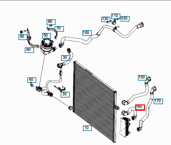NEW MERCEDES-BENZ GLC COUPE C253 WATER COOLING PIPE HOSE A2535010082 BE ORIGINAL