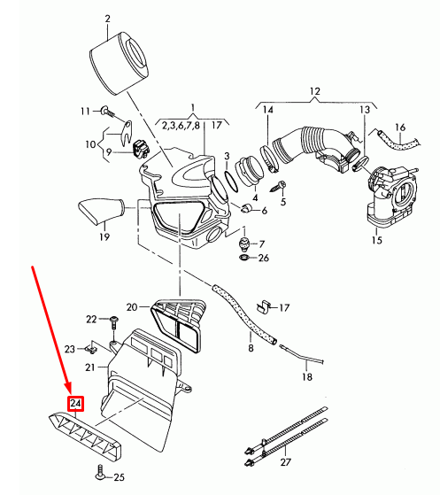 new audi a4 8k b8 intake air strainer 8k0129054 original