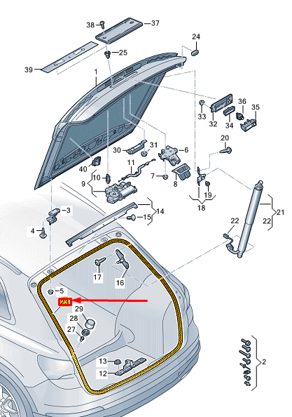 new audi q4 e-tron rear hatch seal 89e827705c original