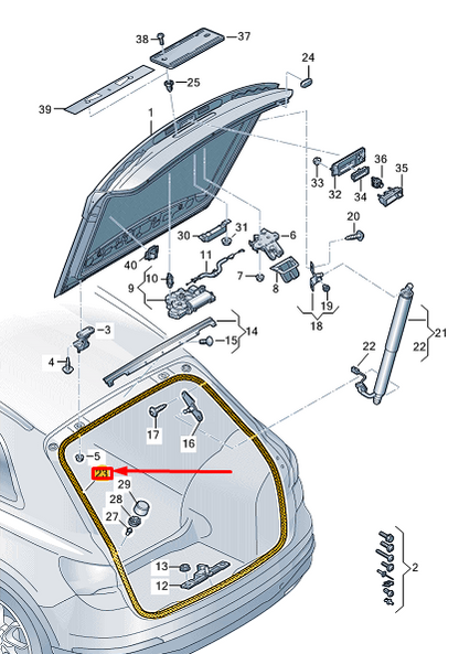 new audi q4 e-tron rear hatch seal 89e827705c original