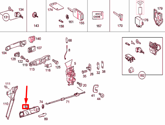 NEW MB SLK R170 FRONT RIGHT DOOR HANDLE RECESS TRIM A1707600262 ORIGINAL