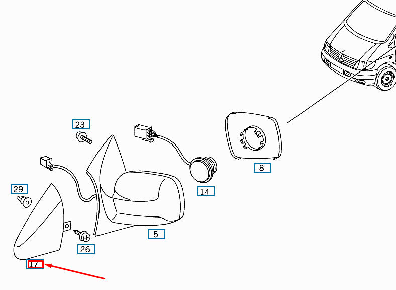NEW MERCEDES-BENZ VITO 638 FRONT LEFT DOOR MIRROR COVERING A6388110407 ORIGINAL