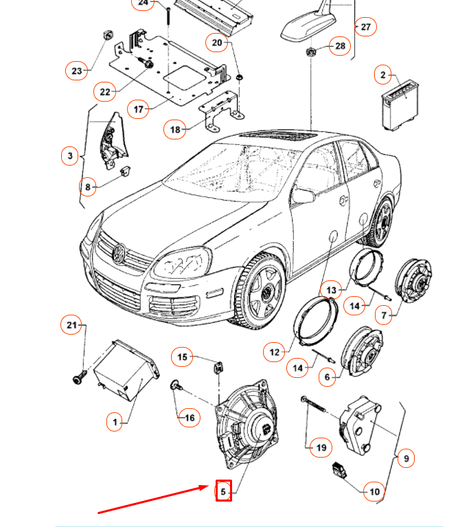 NEW VW JETTA A5 FRONT MID TONE/TREBLE LOUDSPEAKER 1K0035415 ORIGINAL