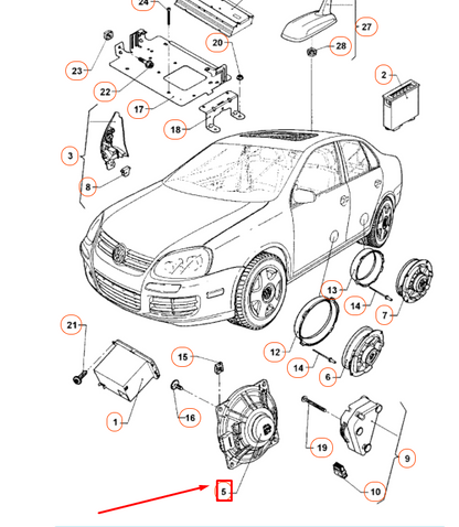 NEW VW JETTA A5 FRONT MID TONE/TREBLE LOUDSPEAKER 1K0035415 ORIGINAL