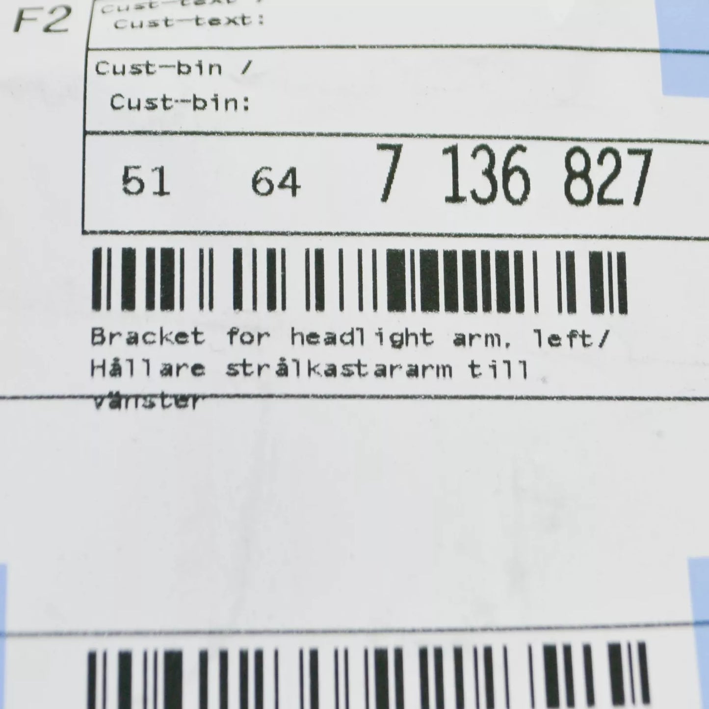 NEW BMW 3 E90 LEFT HEADLIGHT ARM BRACKET 7136827 51647136827 ORIGINAL