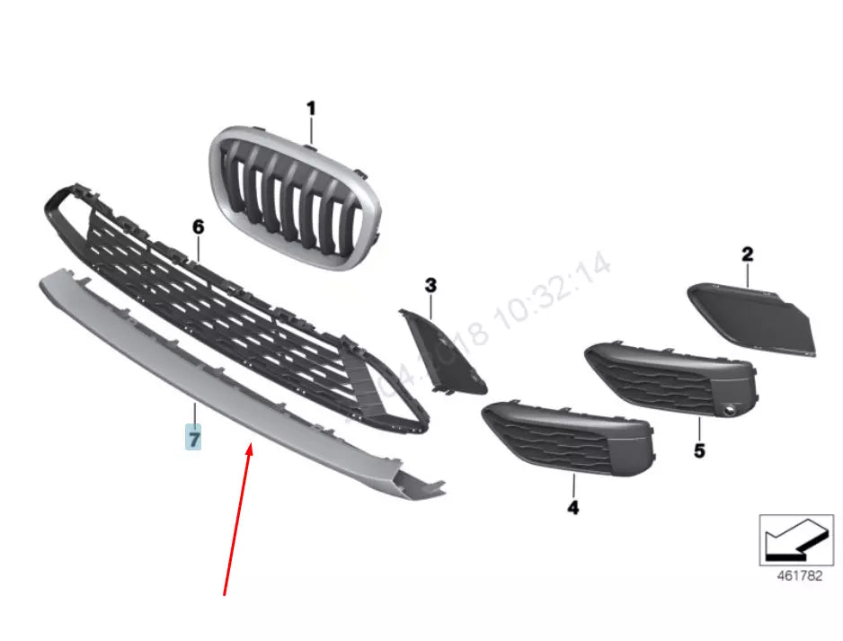 NEW BMW X1 F48 FRONT BUMPER LOWER GRILLE TRIM 51117425977 7425977 2015 ORIGINAL