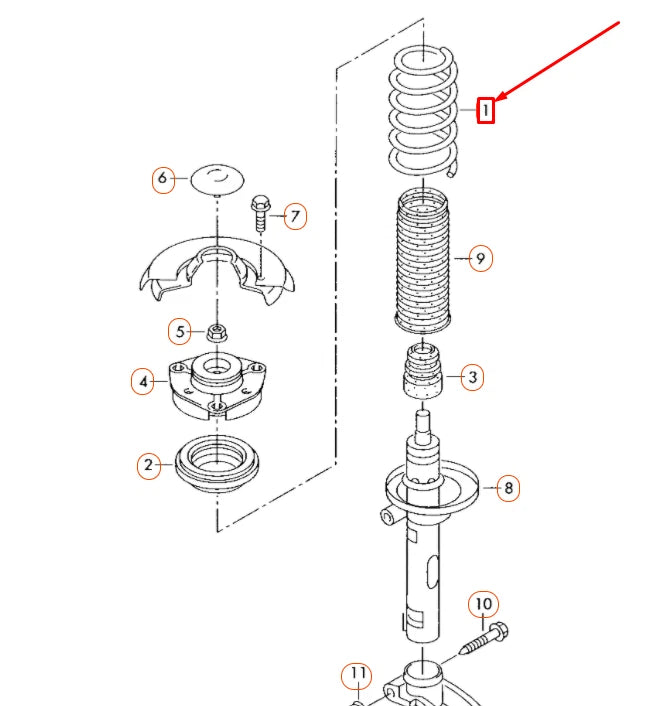 NEW VOLKSWAGEN EOS FRONT COIL SPRING 1K0411105BK ORIGINAL