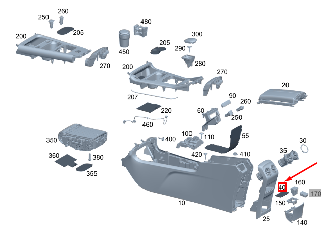 new mb gla h247 console stowage compartment rear insert a2476891100 original