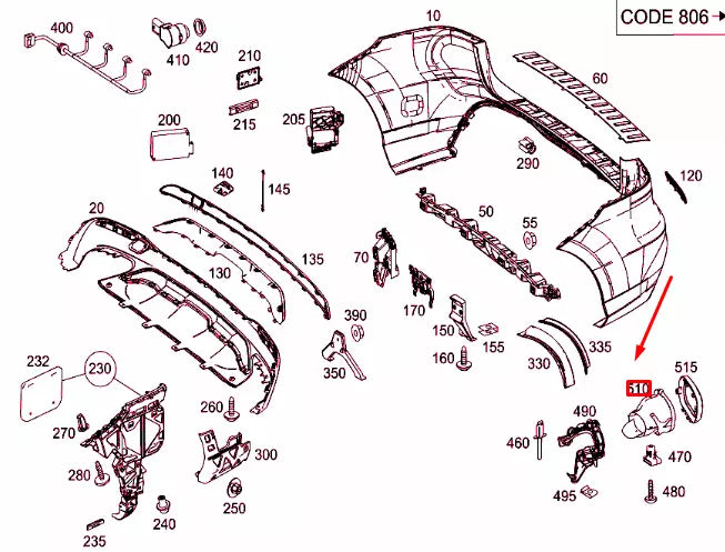NEW MERCEDES-BENZ GLE W166 LEFT TAIL PIPE COVER A2124902727 ORIGINAL