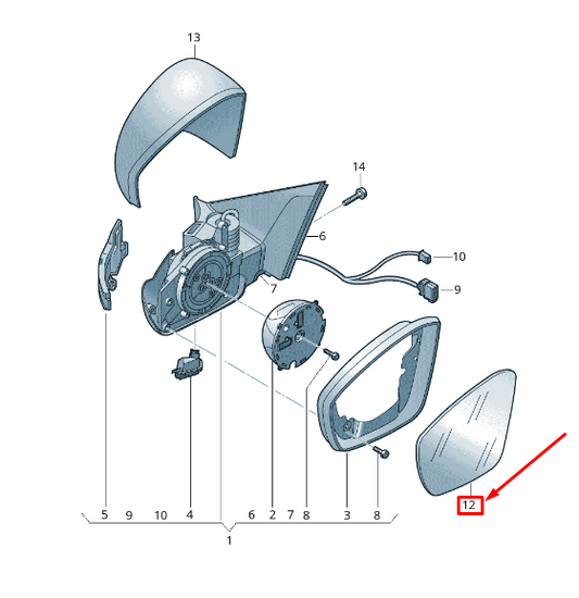 NEW VW T-ROC A1 FRONT LEFT DOOR MIRROR GLASS RHD 2GB857521D ORIGINAL