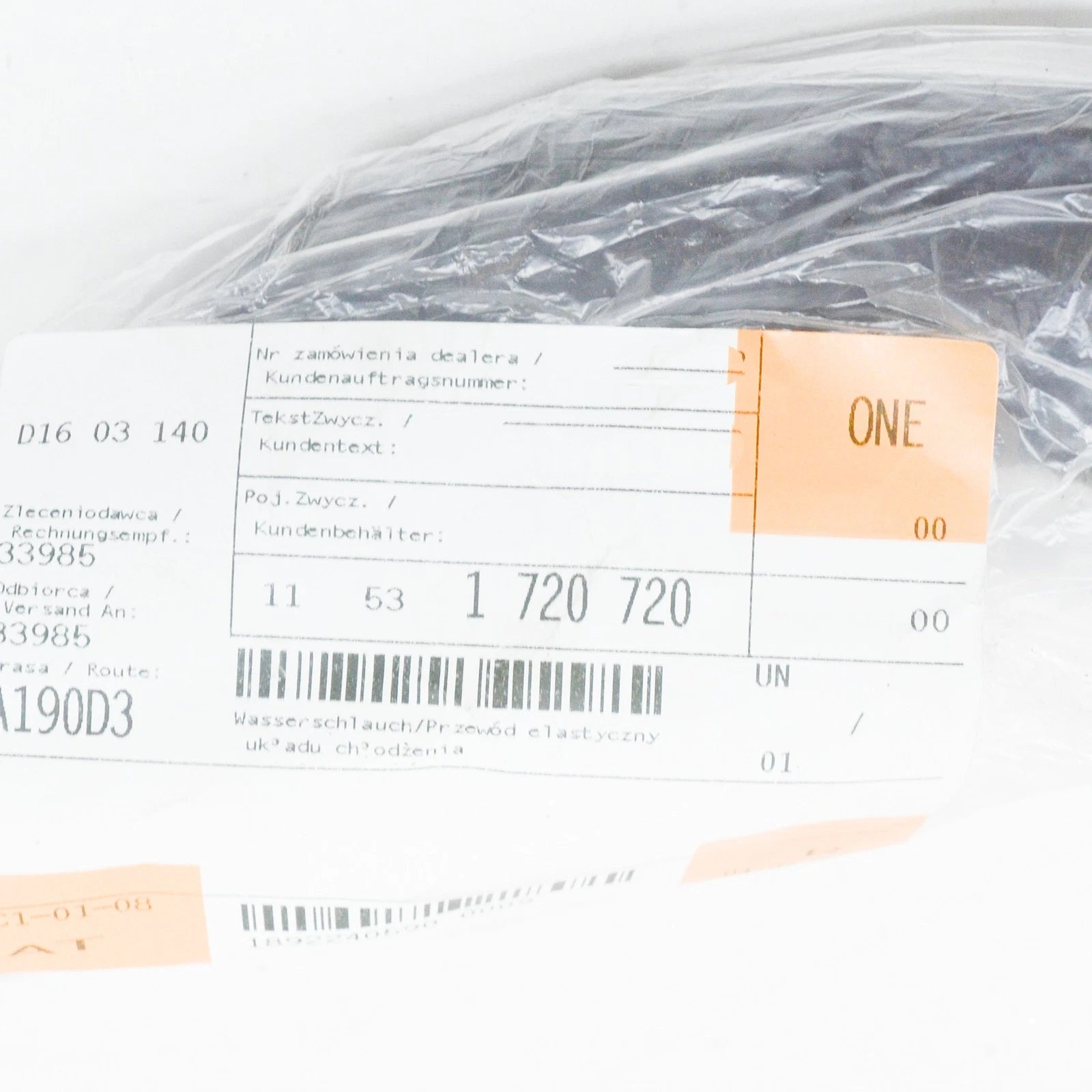 NEW BMW 3 E36 2.0I 110KW LEFT SIDE COOLING WATER HOSE 11531720720 ORIGINAL