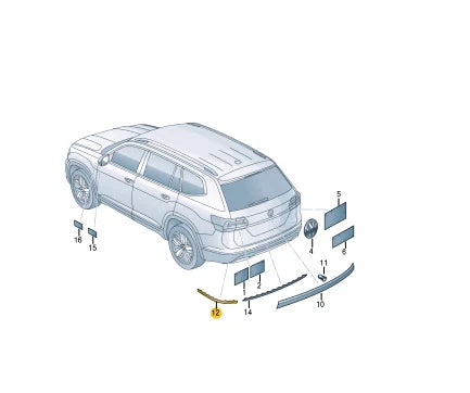NEW VOLKSWAGEN TERAMONT REAR RIGHT BUMPER MOLDING 3CN853842B9B9 ORIGINAL