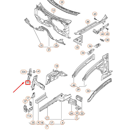 NEW AUDI Q7 4L FRONT RIGHT FENDER SUPPORT 4L0805458 ORIGINAL