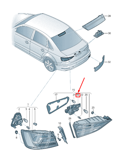 new audi a3 sportback 8v rear right tail light bulb socket 8v5945258a original
