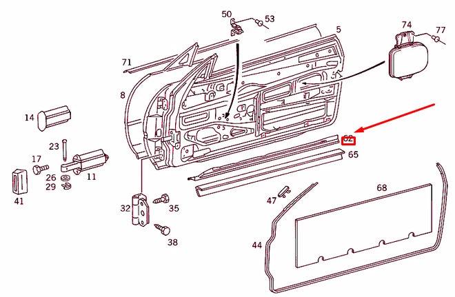 NEW MERCEDES-BENZ SL R129 FRONT LEFT DOOR BOTTOM COVER A12972709889051 ORIGINAL