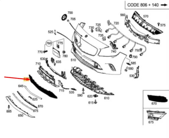 NEW MERCEDES-BENZ A W176 FRONT BUMPER LOWER GRILLE A1768807400 ORIGINAL