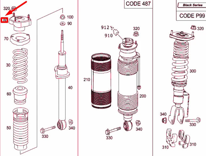 NEW MERCEDES-BENZ SL R230 REAR SPRING STRUT SUPPORT BUSHING A2303260064