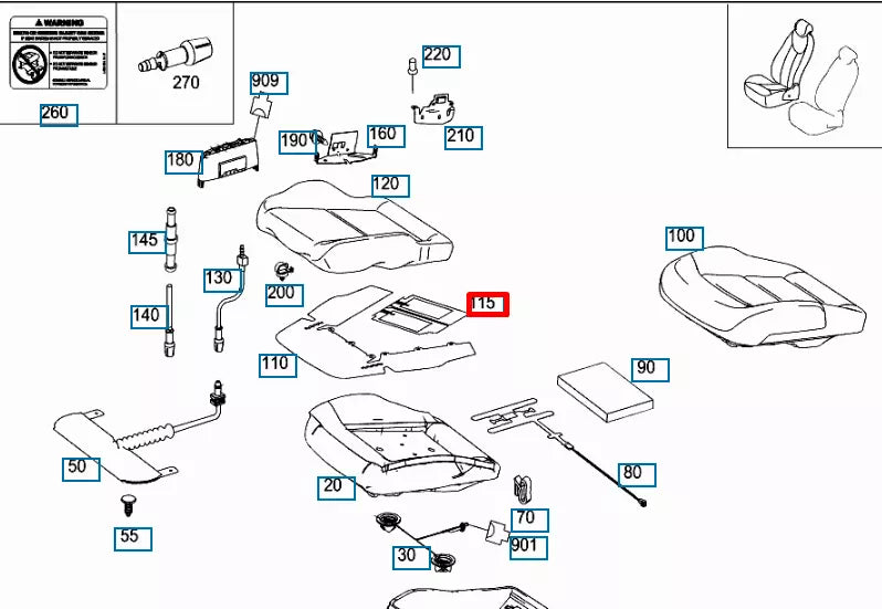 NEW MERCEDES BENZ E W212 FRONT SEAT HEATING MAT A2128202498