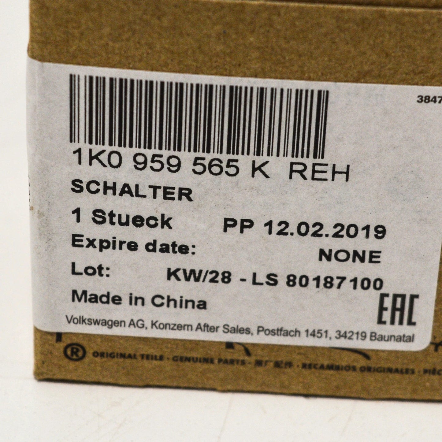 NEW VW EOS ELECTRIC MIRROR CONTROL SWITCH LHD 1K0959565KREH ORIGINAL