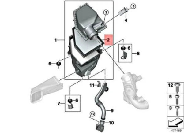 NEW BMW 5 G30 AIR FILTER ELEMENT 13718577171 ORIGINAL