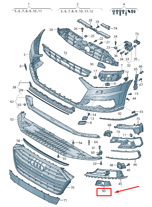 NEW AUDI A8 4N FRONT LEFT BUMPER TRIM 4N0807823A ORIGINAL