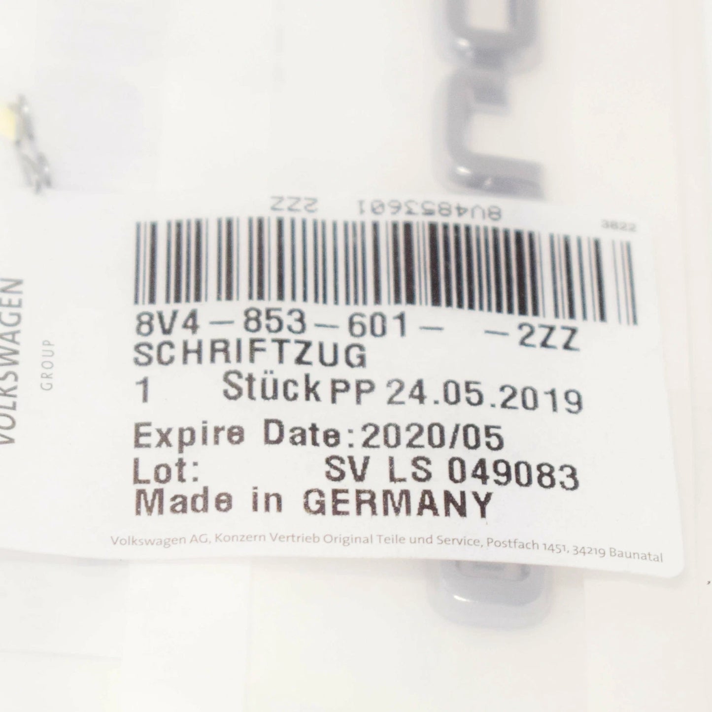 NEW AUDI A3 8V FRONT FENDER INSCRIPTION 8V48536012ZZ ORIGINAL