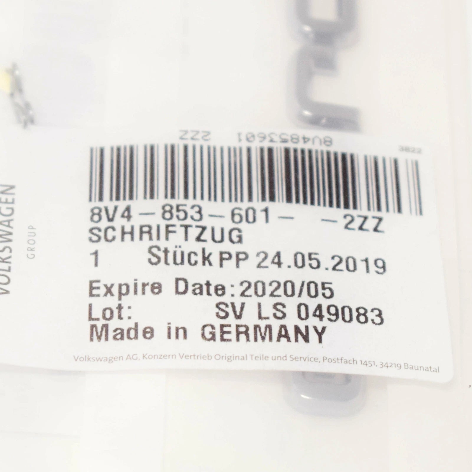 NEW AUDI A3 8V FRONT FENDER INSCRIPTION 8V48536012ZZ ORIGINAL