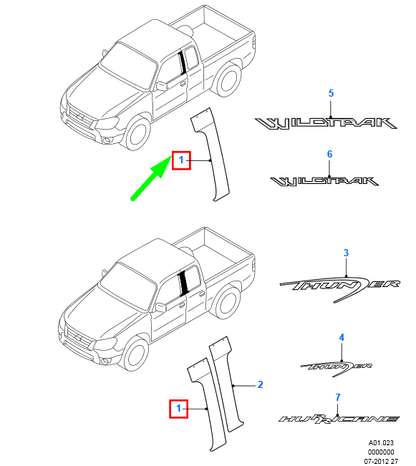 new ford ranger mk2 let b-pillar decal strip 1448382 original
