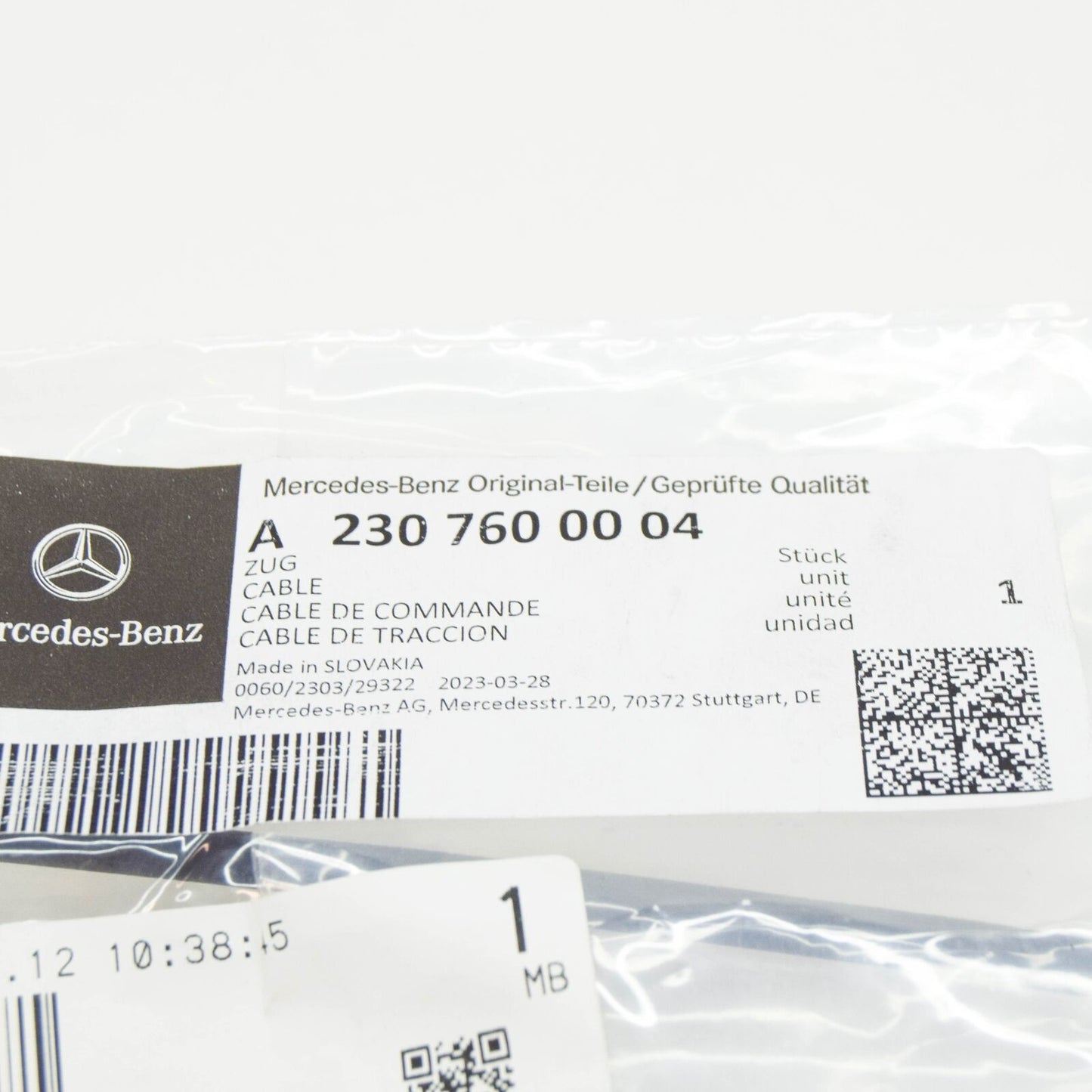 NEW MB SL R230 LOCKING SYSTEM DOOR CABLE FRONT A2307600004 ORIGINAL