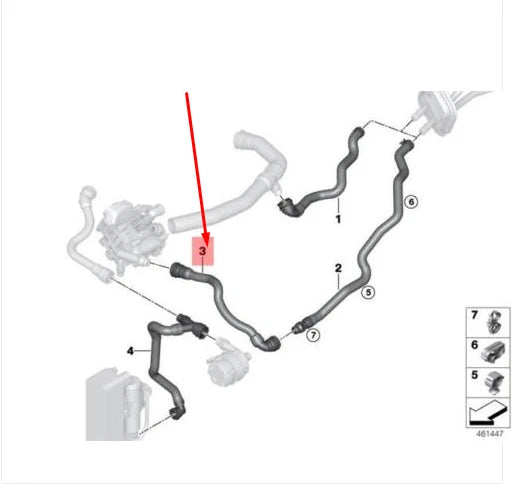 NEW BMW 3 F30 RADIATOR ENGINE RETURN HOSE LINE 64219329646 9329646 ORIGINAL