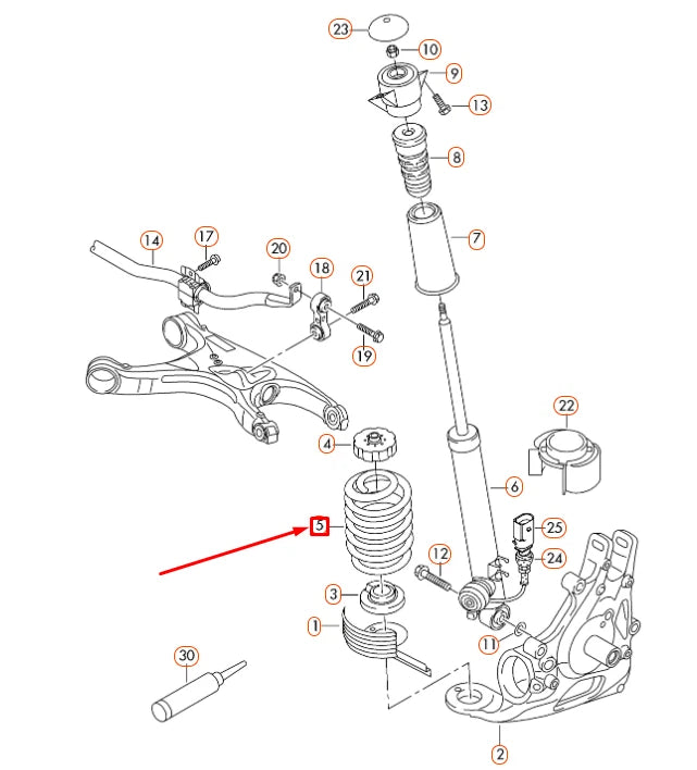 NEW AUDI A6 C7 REAR COIL SPRING 8K0511115CM ORIGINAL
