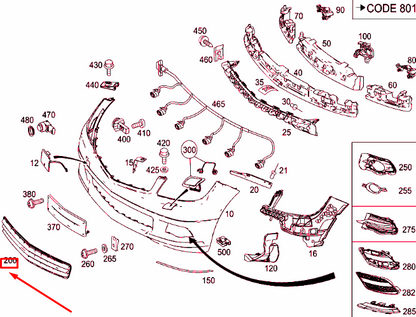 new mercedes-benz c w204 front bumper lower grille a2048850624 original