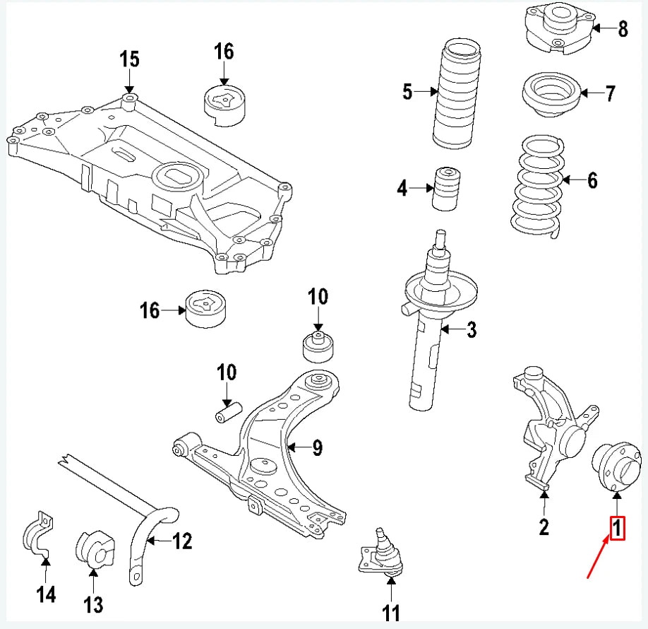 NEW VW TIGUAN AD1 FRONT WHEEL HUB 5Q0407621F ORIGINAL