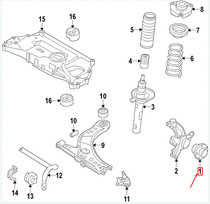 NEW VW TIGUAN AD1 FRONT WHEEL HUB 5Q0407621F ORIGINAL