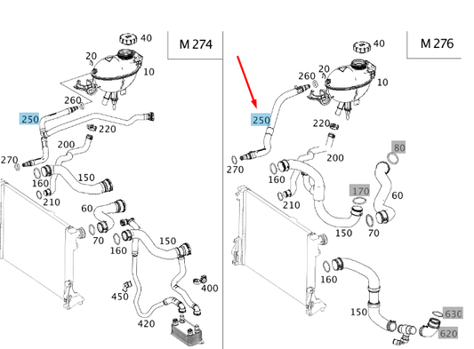 new mercedes-benz c w204 expansion tank bleed line a2045013225 original