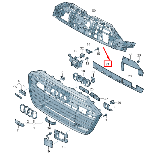 NEW AUDI A6 4A C8 CENTER RADIATOR GRILLE CATCH 4K0807783A9B9 ORIGINAL
