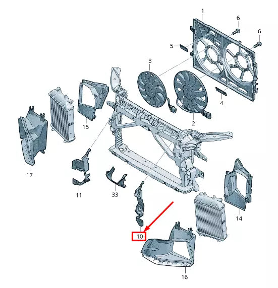 NEW AUDI RS3 LEFT RADIATOR FAN AIR GUIDE 8V0121283T