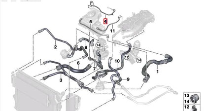 NEW BMW 3 F30 CYLINDER HEAD-EXPANSION TANK TUIBE HOSE 17125A22621 ORIGINAL
