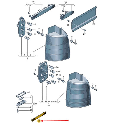 NEW VW TRANSPORTER T5 REAR LEFT BUMPER REFLECTOR 7E0945105C