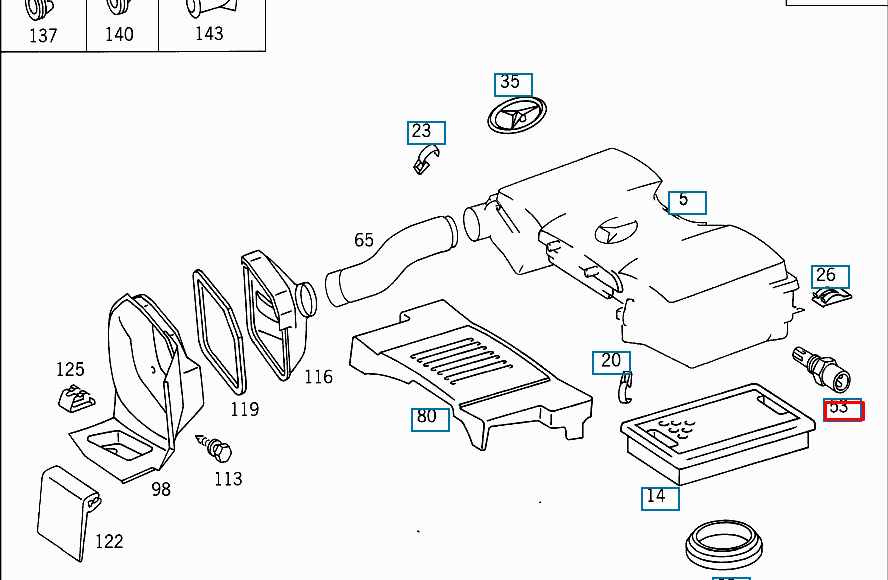 NEW MERCEDES-BENZ E W210 AIR FILTER BOX TEMPERATURE SENSOR A0095426817 ORIGINAL