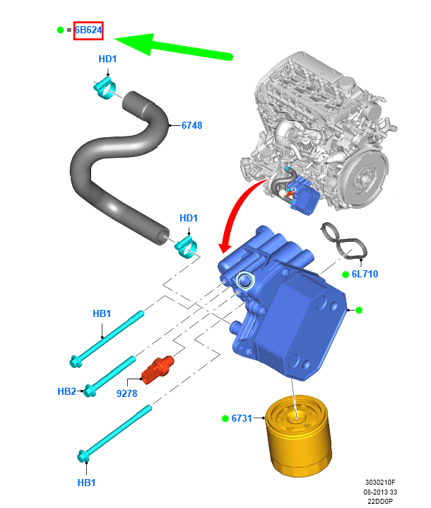new ford transit mk4 oil cooler assy 2132516 bk2q-6b624-ce original