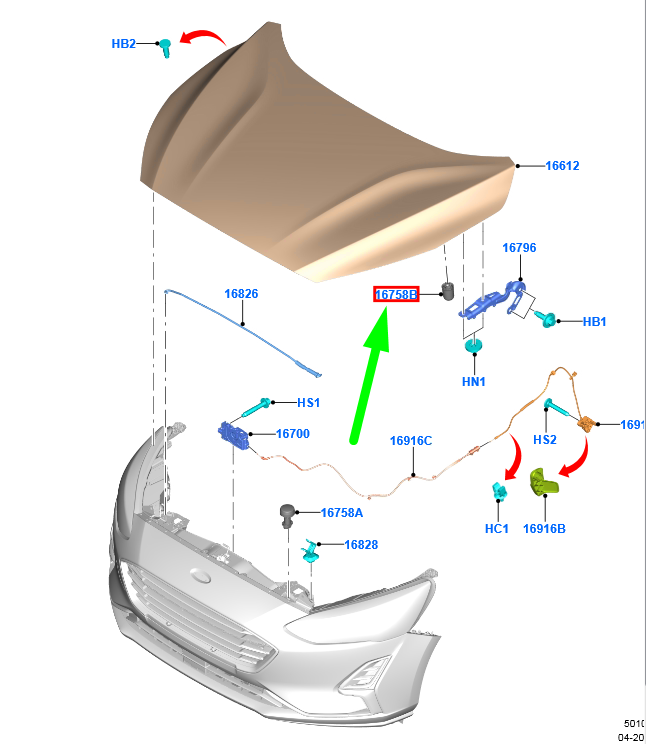 new ford focus c519 mk4 engine hood rest bumper bm51-17f033-ab 1712898 original