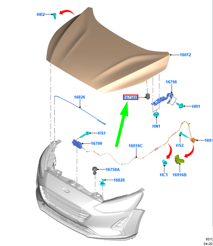 new ford focus c519 mk4 engine hood rest bumper bm51-17f033-ab 1712898 original