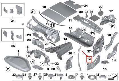 new bmw 1 f20 front left door sound insulation foam 51487309481 original