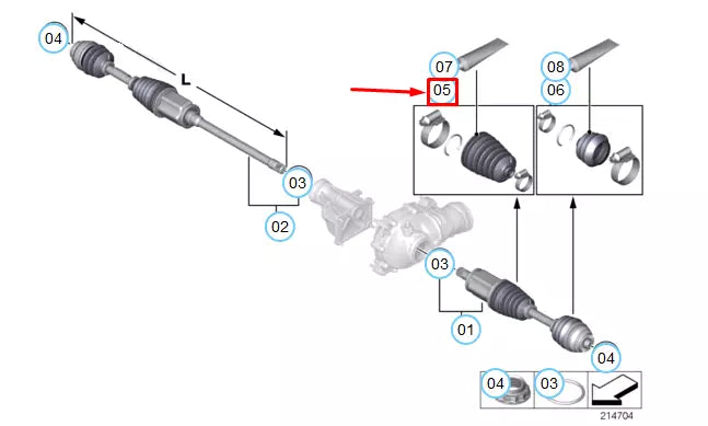 NEW BMW X5 F15 FRONT AXLE INNER CV JOINT BOOT REPAIR KIT 31607608095 ORIGINAL