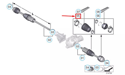 NEW BMW X5 F15 FRONT AXLE INNER CV JOINT BOOT REPAIR KIT 31607608095 ORIGINAL